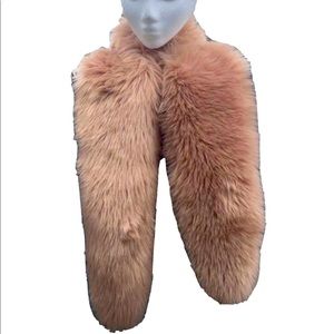 ANN TAYLOR Vintage Faux Fur Shawl / Dust Rose/  7 inx 48in